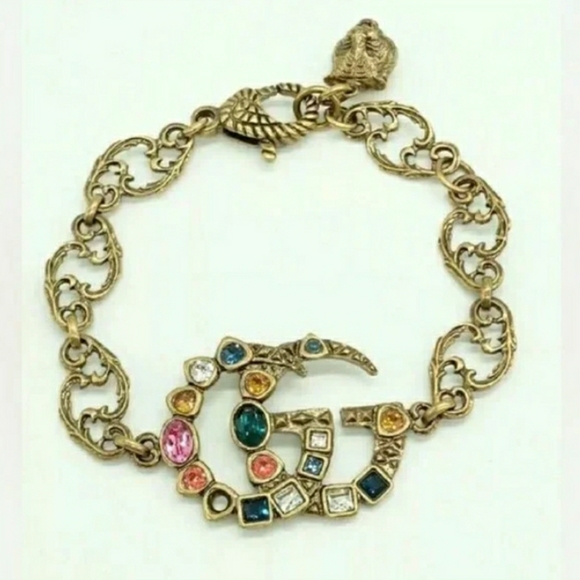 Gucci GG Multi Color Crystal Embellished Marmont Bracelet - Picture 8 of 10